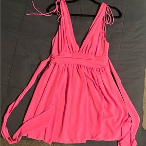 Hot pink deep-V Lucy in the Sky dress